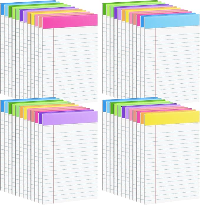 36 Pack Legal Pads Bulk, 5x8 Inch Rainbow Notepad, Note Pads Wide Ruled by Oleitodh