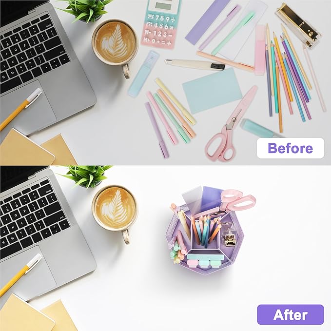 Exerz Desk Organiser/Mesh Desk Tidy Candy/Pen Holder/Multifunctional Organiser 360 Rotating-DeskLoop Office