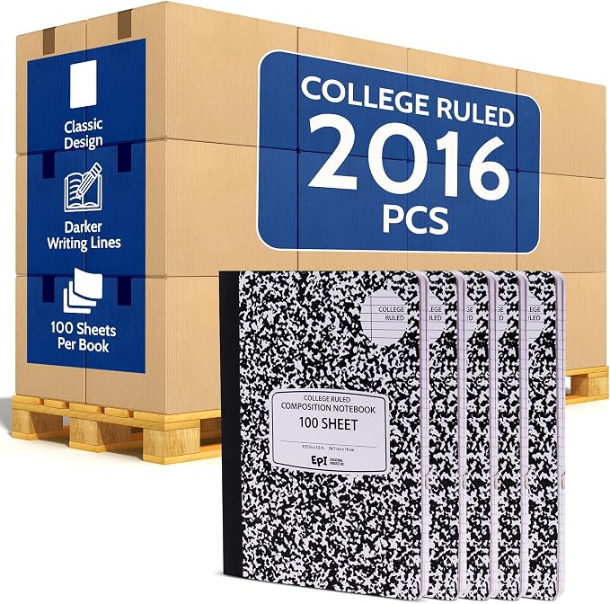 2016 Pack EPI College Ruled Composition Notebook Bulk, 200 pages, 9-3/4 x 7-1/2 by EPI