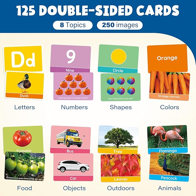 BenBen Flash Cards for Toddlers, Extra Thick, 250 Images, Double-Sided - Image 3