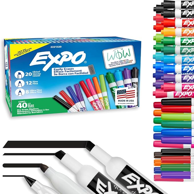 EXPO Dry Erase Markers Ultimate Pack, Ultra Fine, Mixed Tips, Essential Supplies by Unknown