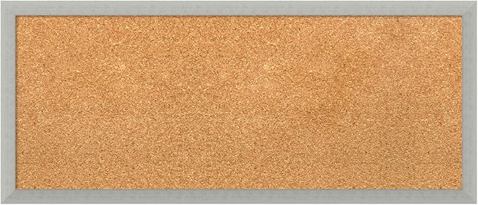 Amanti Art Natural Cork Board for Wall, 14x32 Vision Board with Silver Wood Frame, Medium Corkboard Office Decor for Home Organization, Casual Corkboard Pinboard to display items for home organization-DeskLoop Office