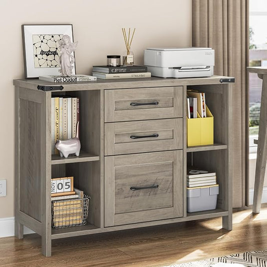 Vabches File Cabinet with 3 Drawers, Farmhouse Lateral File Cabinet Fits Files by Vabches