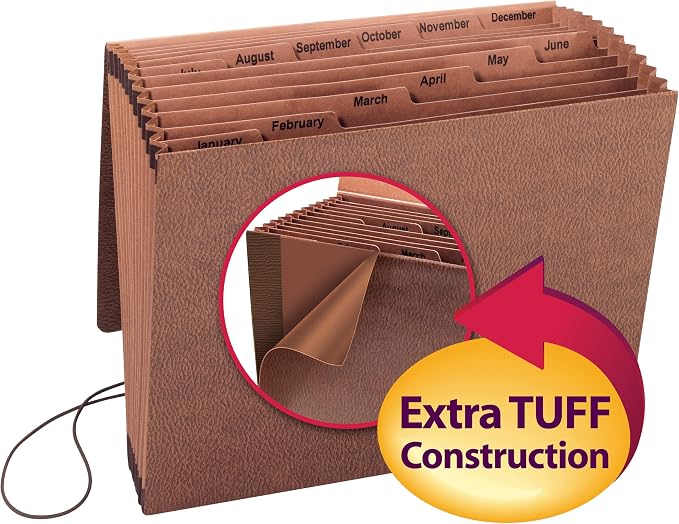Smead TUFF Expanding File, 12 Pockets, Flap and Cord Closure, Letter Size - Image 2