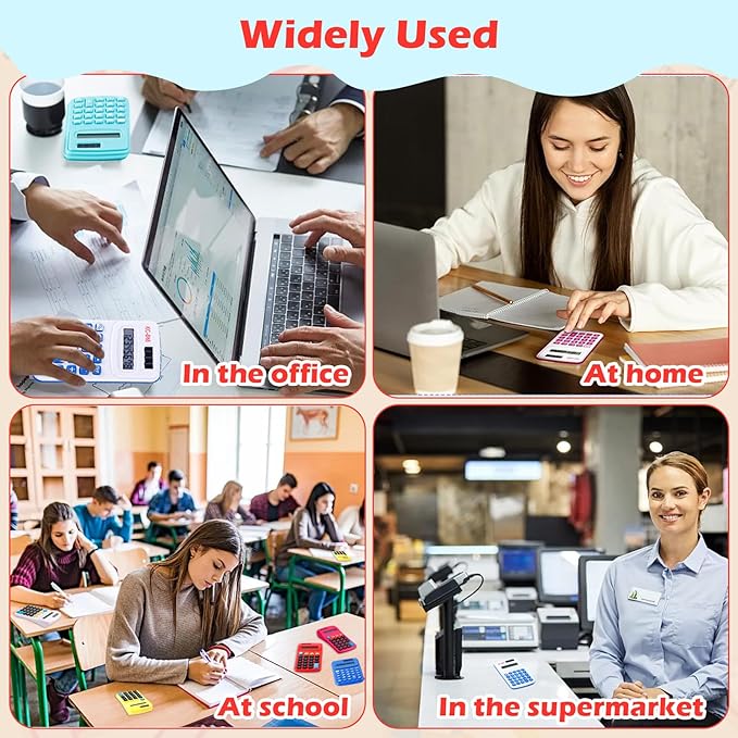 48 Pcs Pocket Calculator,Pocket Size Basic Calculators,8 Digit Display Solar Battery Dual Power Desktop Calculators,Mini Calculator for Students,Home,Office, 3 Styles-DeskLoop Office