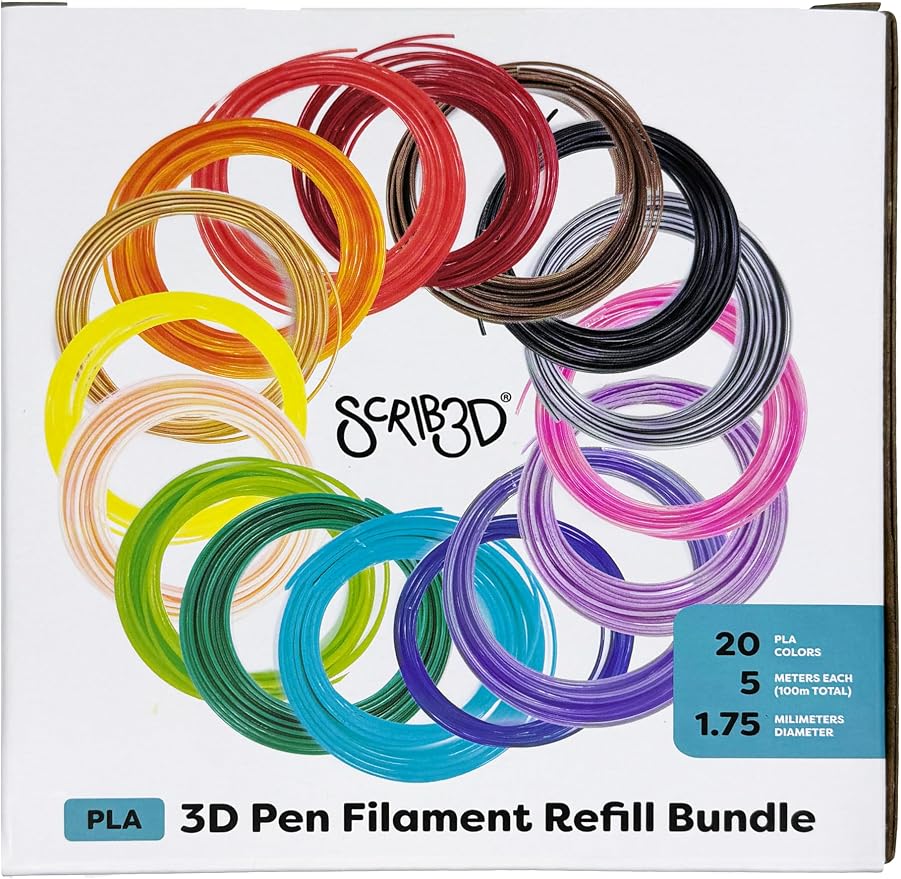 SCRIB3D Pen Filament Refills, 20 Colors, 320 Feet, 1.75mm PLA, Works - Image 2