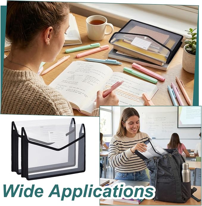 CUTHOLLOW 12 Pack Expanding File Folder, Large Capacity Black Plastic Document - Image 7