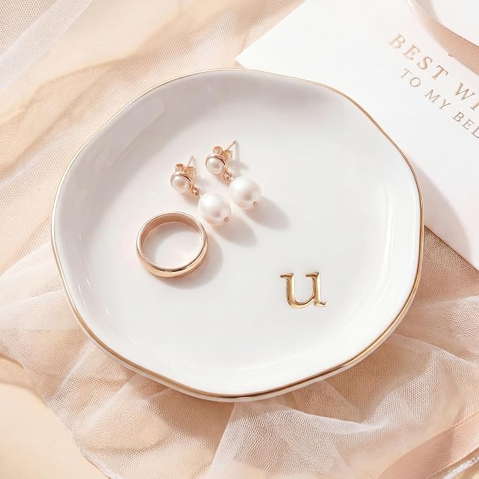 Ceramic Jewelry Tray, Personalized Initial Jewelry Dish by GIVITASOT