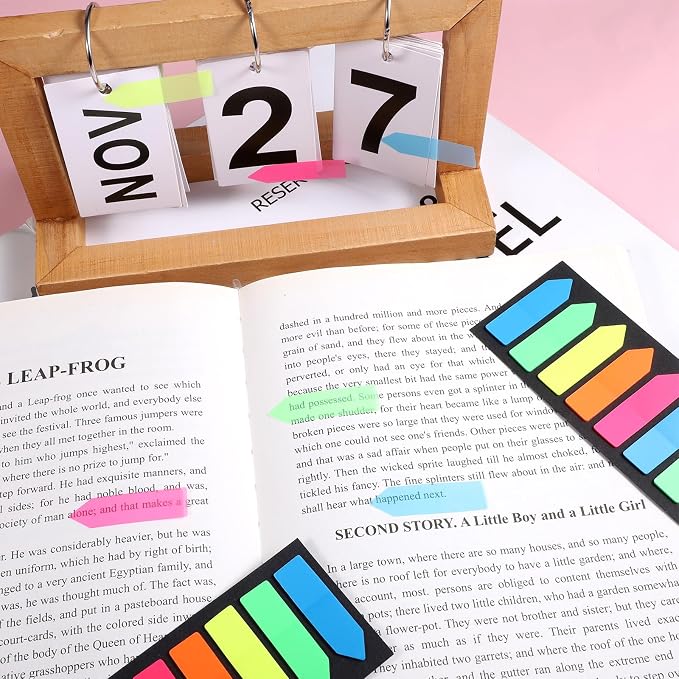 1200Pcs Sticky Tabs, Fluorescent Translucent Stickys Note Flags Page Markers - Image 2