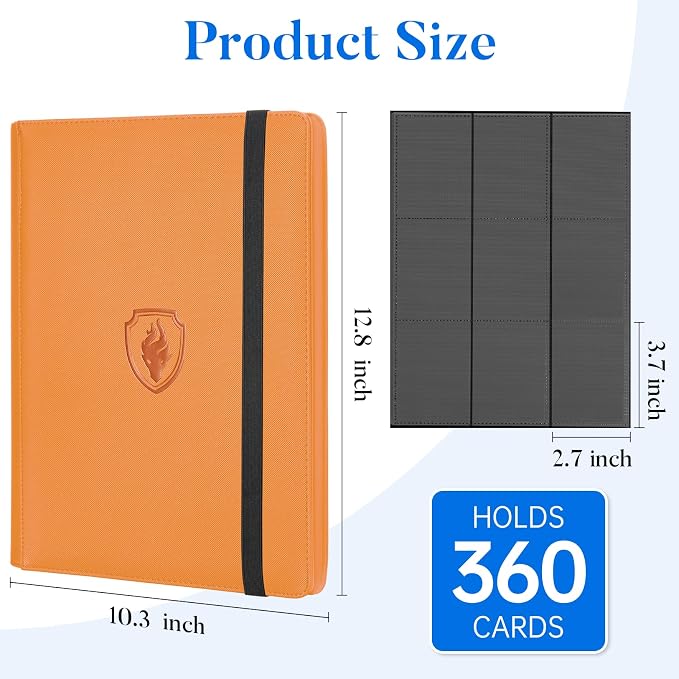 Premium 9 Pocket Card Binder for 360 Cards, Fabmaker PU Cover Trading Card - Image 6