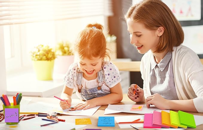 Lined Sticky Notes 3x3 in Bright Ruled Post Stickies Colorful Super Sticking - Image 6