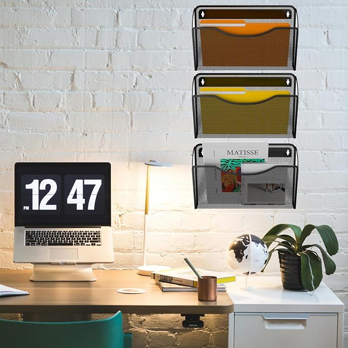 Gawerk 3 Pack Wall File Organizer, Mesh Hanging Metal Vertical Wall Mounted - Image 6