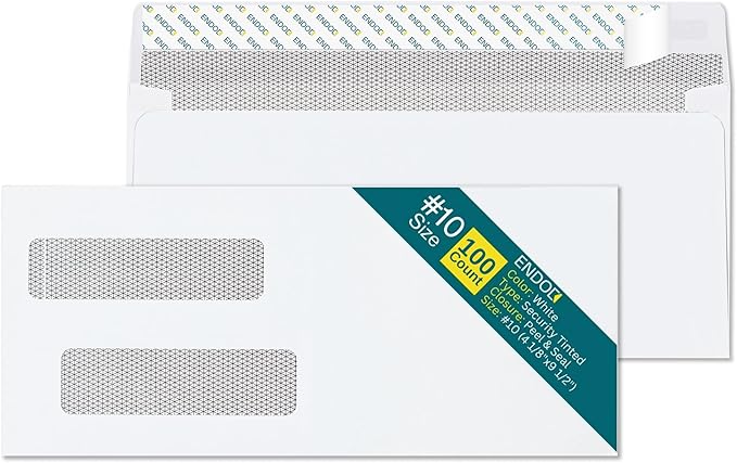 #10 Double Window Security Envelopes Self Seal by EnDoc