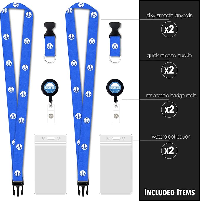 Cruise On Cruise Lanyard for Ship Cards – 2-Pack Retractable Badge & Waterproof - Image 3