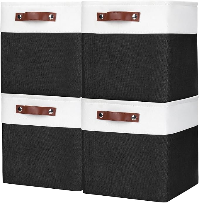 Bagnizer Collapsible Fabric Storage Cubes 11x11 Cube Storage Bins, 4 Pack by Bagnizer