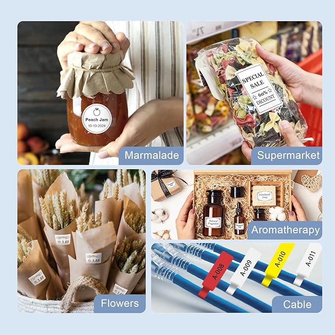 CLABEL Thermal Label Maker Machine: 221B Bluetooth Label Printer Mini Sticker Barcode Printer Inkless Label Maker Compatible with Clothing Price Labeling with 1 Roll of 50x30mm Label(Gray White)-DeskLoop Office