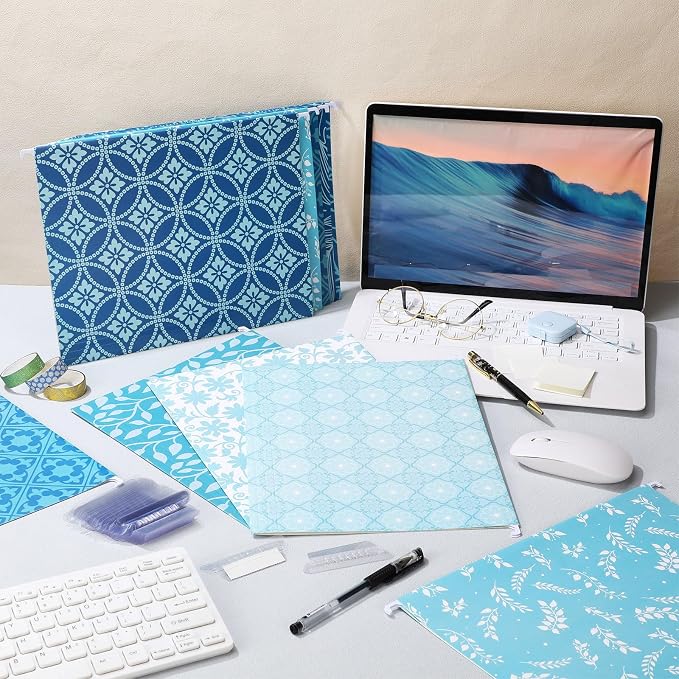 Estune 32 Pcs Blue Decorative Hanging File Folders Letter Size Cabinet File - Image 5