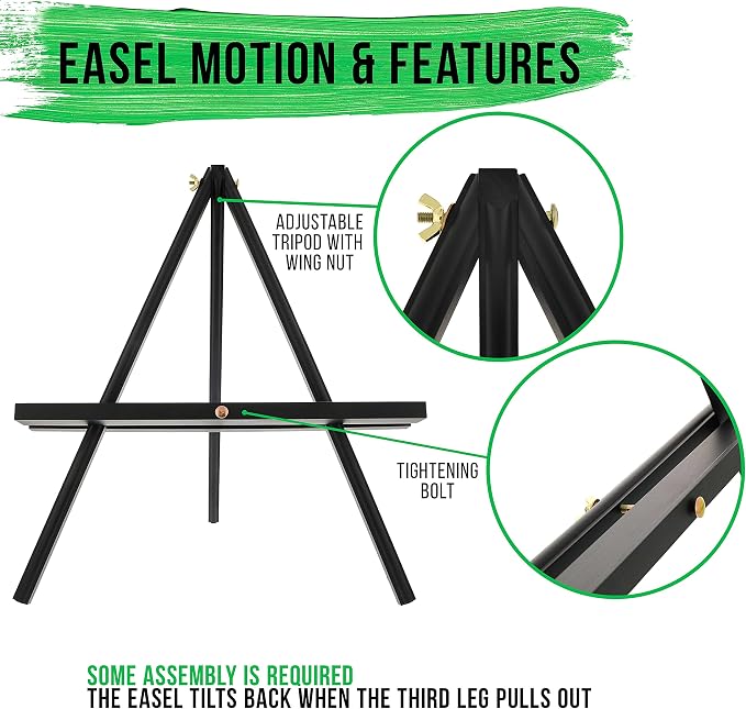 U.S. Art Supply 12" Black Wood Tabletop Easel - Image 3