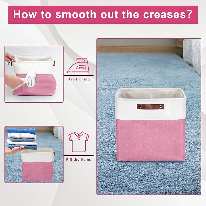 Bagnizer 13x13 Cube Storage Bins, Collapsible Fabric Storage Box, 4 Pack Closet - Image 6