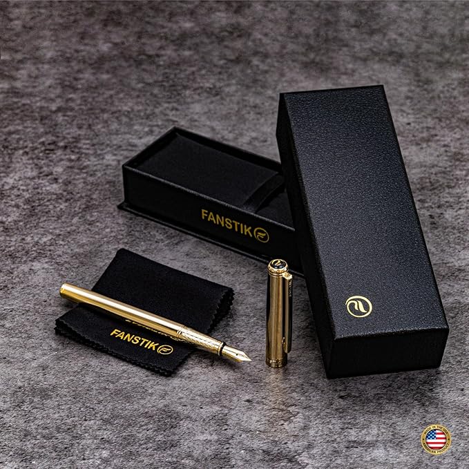 Gold Luxury fountain pen (Made In USA) fancy gift set for women, Real 24K Gold Plating, Professional executive pen gift set for men (Lux fountain Gld)-DeskLoop Office