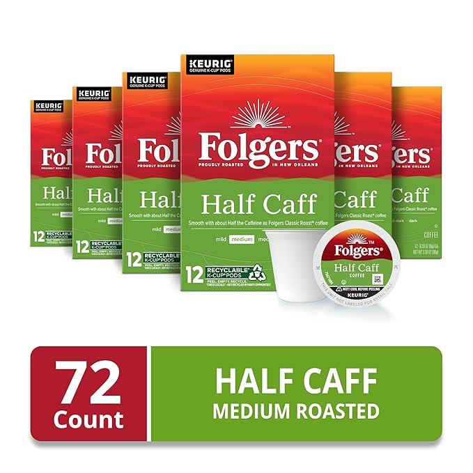 Folgers Half-Caff Medium Roast Coffee, 72 Keurig K-Cup Pods-DeskLoop Office