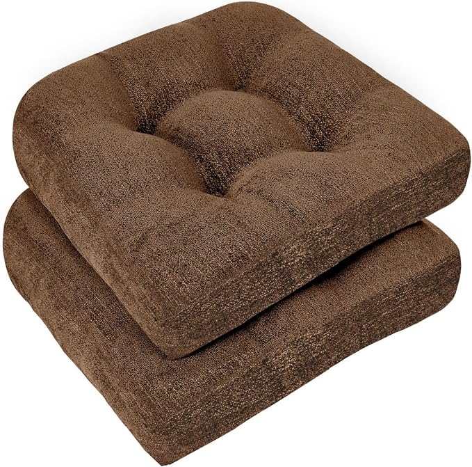 downluxe Chair Cushions for Dining Chairs 2 Pack, Tufted Indoor Chair Pads by Downluxe