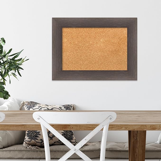 Amanti Art Natural Cork Board for Wall, 17x23 Vision Board with Brown Wood Frame, Small Corkboard Office Decor for Home Organization, Country Rustic Corkboard Pinboard to Display Items for Home-DeskLoop Office