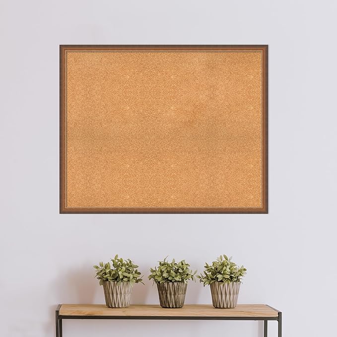 Amanti Art Natural Cork Board for Wall, 34x42 Vision Board with Bronze Frame, X-Large Corkboard Office Decor for Home Organization, Modern Corkboard Pinboard to Display Items for Home Organization in-DeskLoop Office