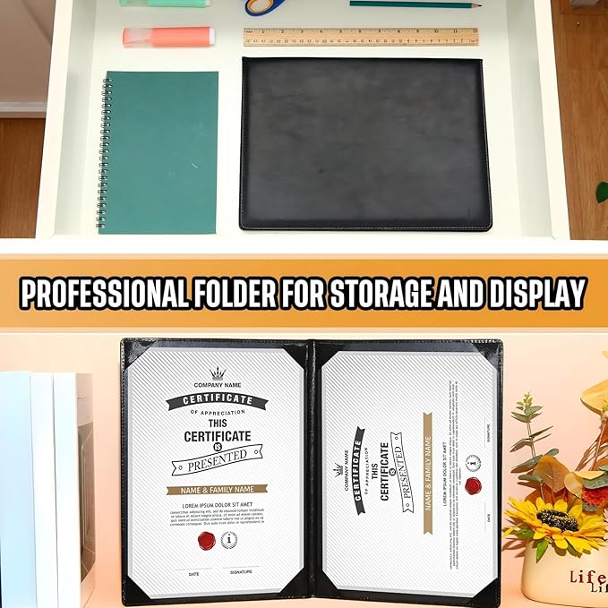 Tenare 20 Pcs Black Leather Certificate Holder 8.5 x 11 PU Phd Bachelor Master - Image 6