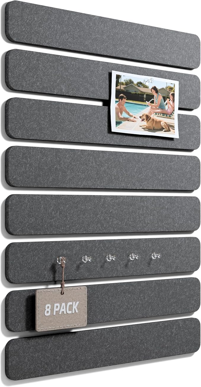 Fluxynara Cork Board Alternative Felt Strip Board 8-Pack 13"x2", Office Pin by FLUXYNARA