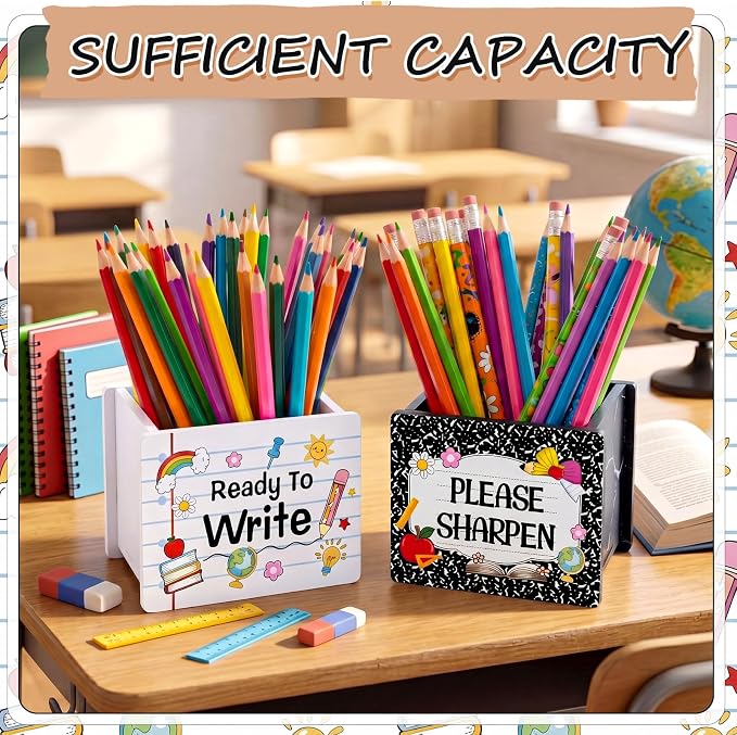 Sherr 2 Pcs Wood Pencil Holder Pencils and Sharpener Shaped Sharp and Dull Pen - Image 3