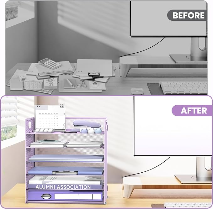 Daltack 6 Tier Paper Organizer for Desk, Paper Letter Tray Organizer for Desks - Image 7