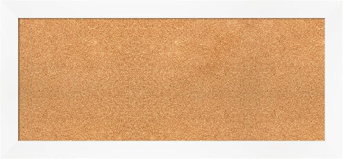Amanti Art Natural Cork Board for Wall, 17x37 Vision Board with White Frame, Medium Corkboard Office Decor for Home Organization, Modern Corkboard Pinboard to Display Items for Home Organization in-DeskLoop Office