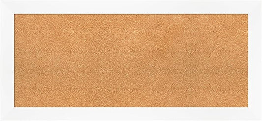 Amanti Art Natural Cork Board for Wall, 17x37 Vision Board with White Frame, Medium Corkboard Office Decor for Home Organization, Modern Corkboard Pinboard to Display Items for Home Organization in-DeskLoop Office