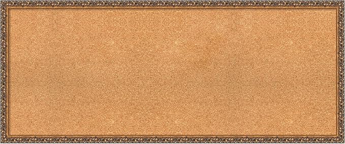 Amanti Art Natural Cork Board for Wall, 20x48 Vision Board with Bronze Frame, Oversize Corkboard Office Decor for Home Organization, Traditional Corkboard Pinboard to Display Items for Home-DeskLoop Office