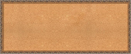 Amanti Art Natural Cork Board for Wall, 20x48 Vision Board with Bronze Frame, Oversize Corkboard Office Decor for Home Organization, Traditional Corkboard Pinboard to Display Items for Home-DeskLoop Office