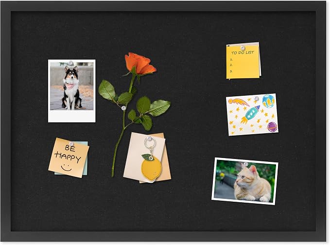 DAHAPYBOO Cork Board with Linen Black, Bulletin Board 23"x17" | Corkboards by DAHAPYBOO
