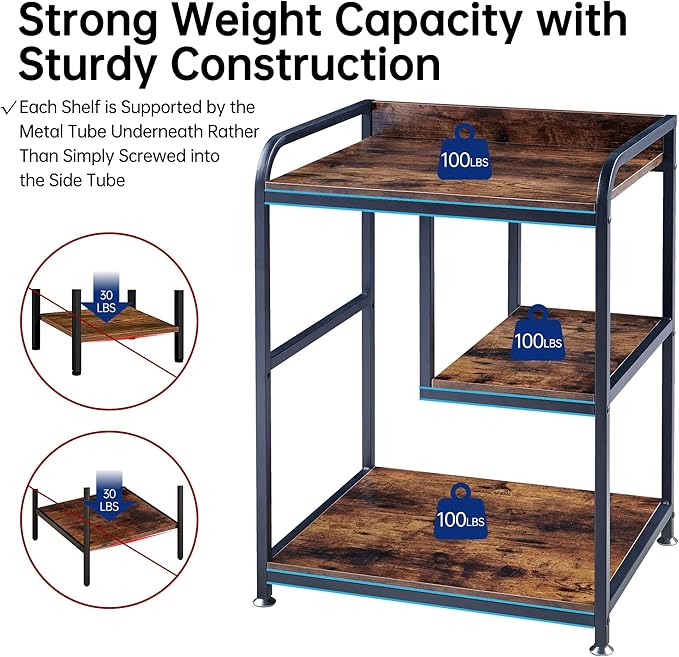 22 x 18 Inch Large Printer Stand, Mobile Printer Table with Wheels for Home Office Storage and Organization, PC Tower Stand, Host Computer Cart, Shelf for Desktop CPU Shredder - Rustic Brown-DeskLoop Office