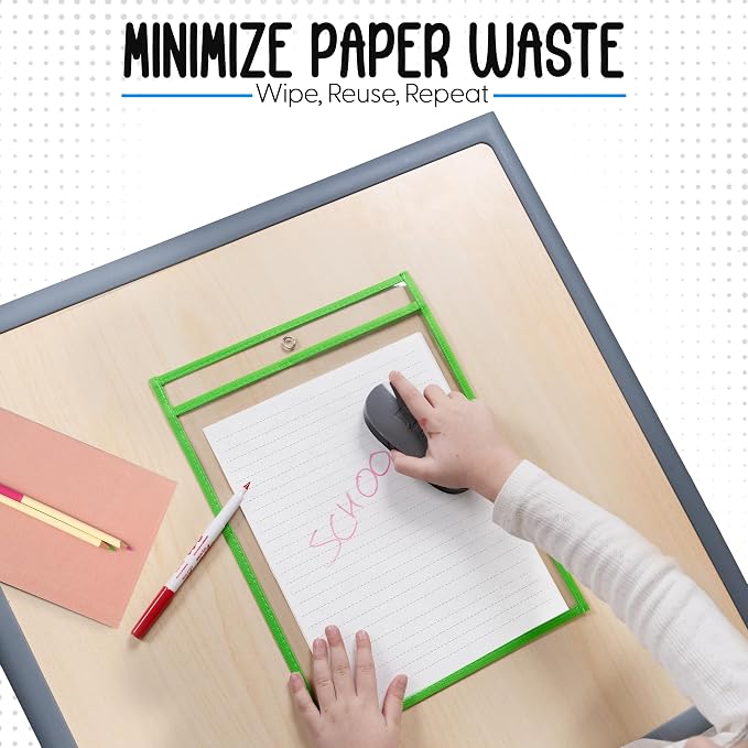 Essex Wares - 6 Pack, Dry Erase Pocket Document Protectors, Water-Resistant & - Image 3