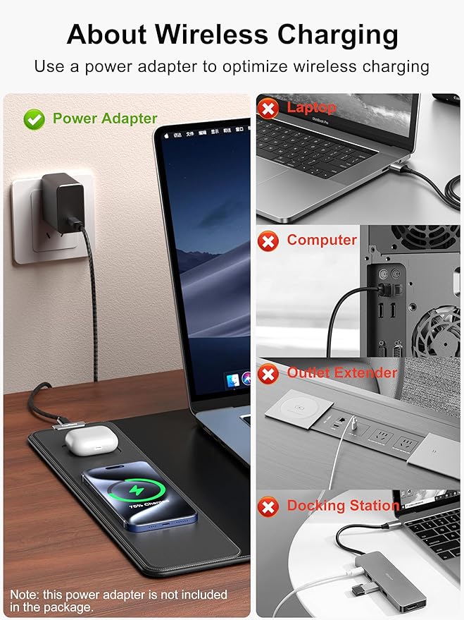TopMade Mouse Pad with 15W Fast Wireless Charging, 31.5"x15.75" XXL Large - Image 5