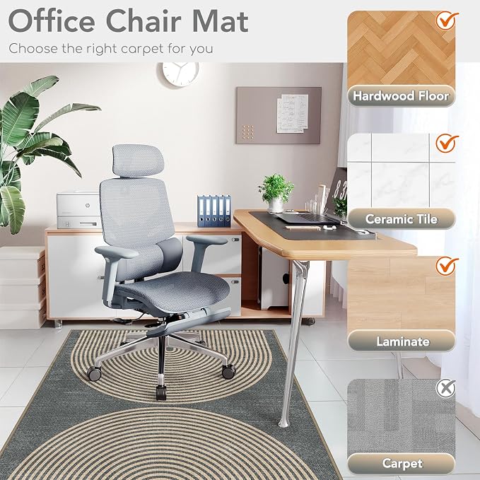 Office Chair Mat for Hardwood Floor&Tile Floor, Under Desk Rug for Rolling - Image 3