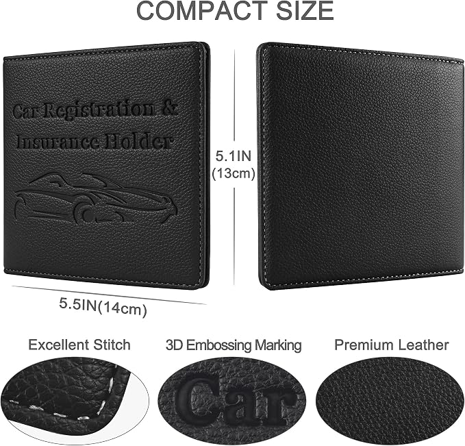 Car Registration and Insurance Holder, Premium PU Leather Vehicle Glove Box Car - Image 5
