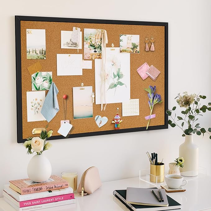 Miratino Large Bulletin Board, 36 "x 24" Cork Boards for Walls with Black Frame, Pin Display Board Vision Board for Home School Office Decor…-DeskLoop Office