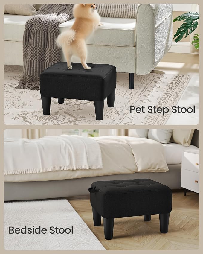 SONGMICS Foot Stool with Legs, Small Footstool Ottoman, Linen-Look Fabric Seat - Image 5
