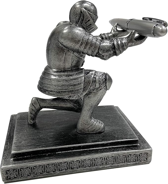 Executive Knight Pen Holder with a Pen Personalized Desk Accessories Decor Home Office Cool Pen Stand Iron-DeskLoop Office