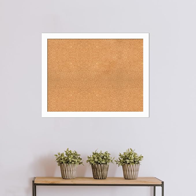 Amanti Art Natural Cork Board for Wall, 29x37 Vision Board with White Frame, Large Corkboard Office Decor for Home Organization, Casual Corkboard Pinboard to Display Items for Home Organization in-DeskLoop Office
