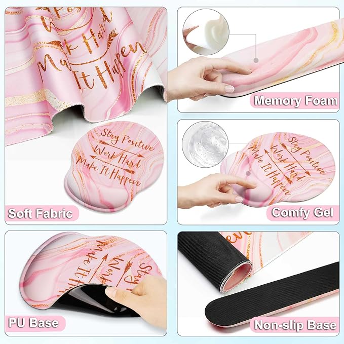 Large Mouse Pad and Keyboard Wrist Rest + Desk Mat Set, Full Long Mouse Pads - Image 5