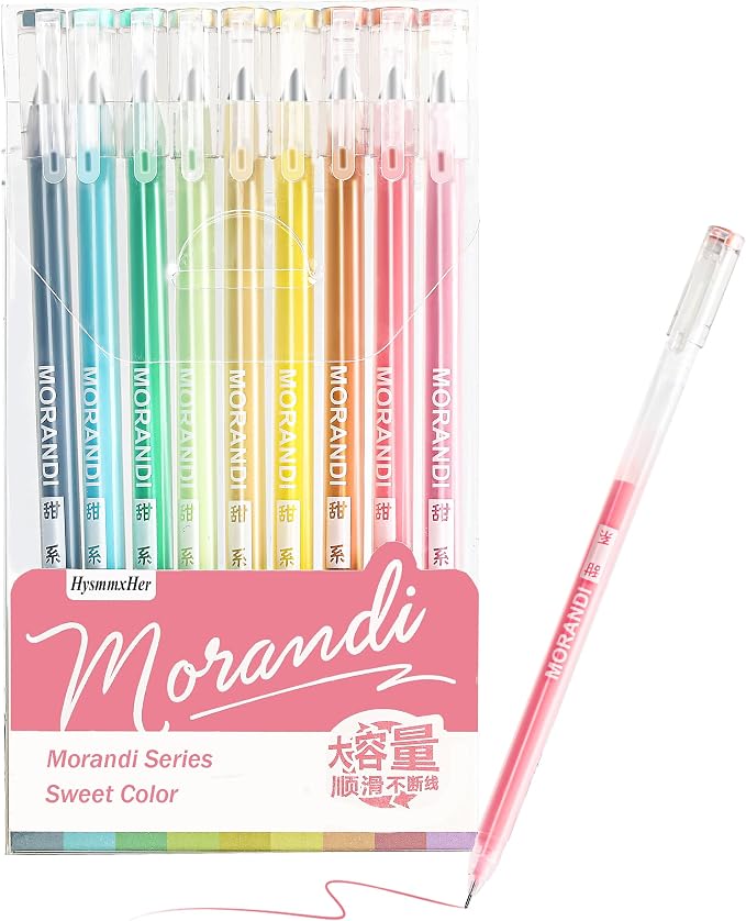 9 Colored Gel Pens Set, 0.6mm Fine Point by HysmmxHer