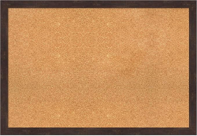 Amanti Art Natural Cork Board for Wall, 27x39 Vision Board with Brown Wood Frame, Large Corkboard Office Decor for Home Organization, Rustic Farmhouse Corkboard Pinboard to display items for home-DeskLoop Office