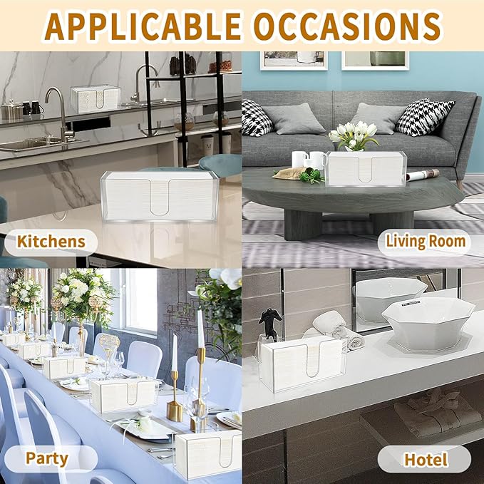 4Pack Acrylic Countertop Paper Towel Holder, Paper Towel Dispenser Countertop/Acrylic Napkin Holder(5mm Acrylic) C-fold or MultiFold Trifold Paper Towels for Bathroom, Kitchen,Restaurant (4)-DeskLoop Office